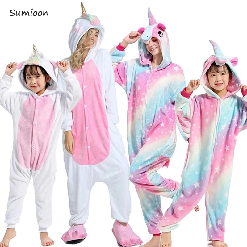 Carnival Costume Anime Cosplay Kigurumi Unicorn Stitch Panda Onesies Adults Jumpsuit Flannel Hooded Pajamas For Women Kids Men