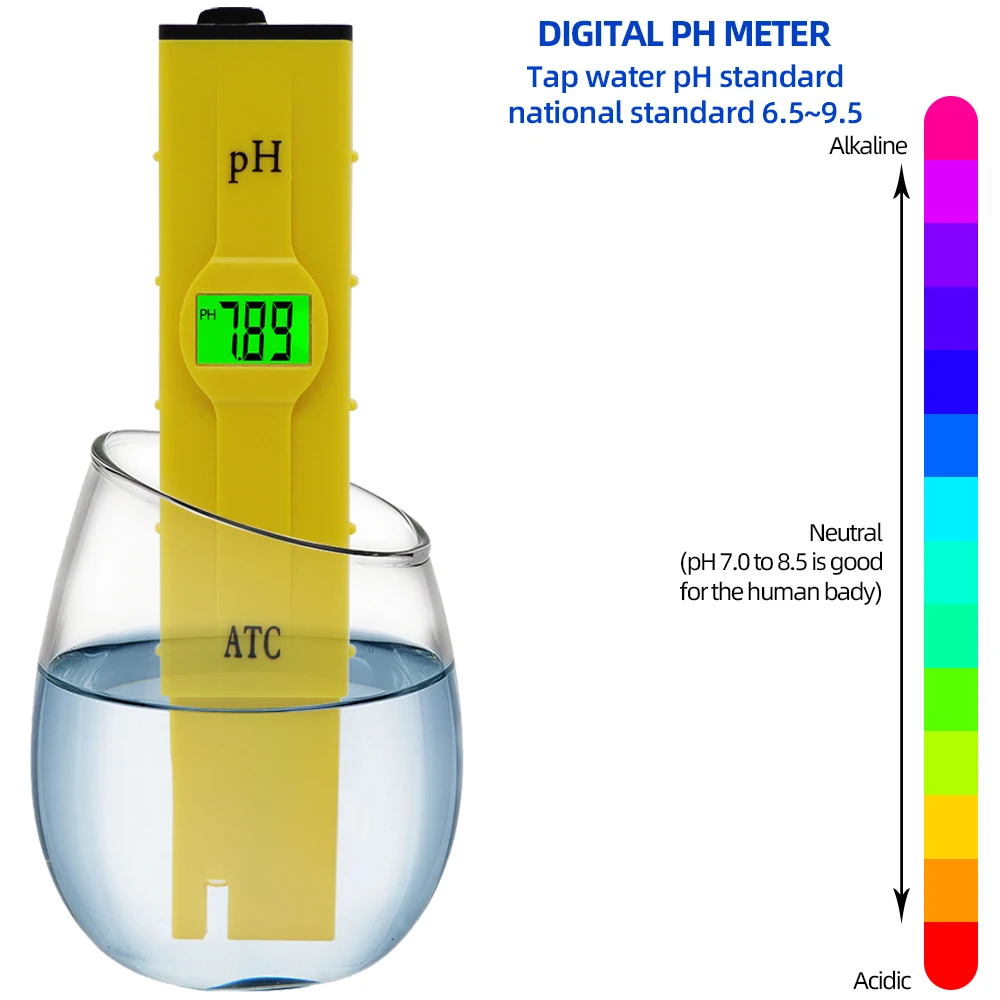 PH Test Pen with 0.01 Accuracy Green Backlight for Swimming Pool Water