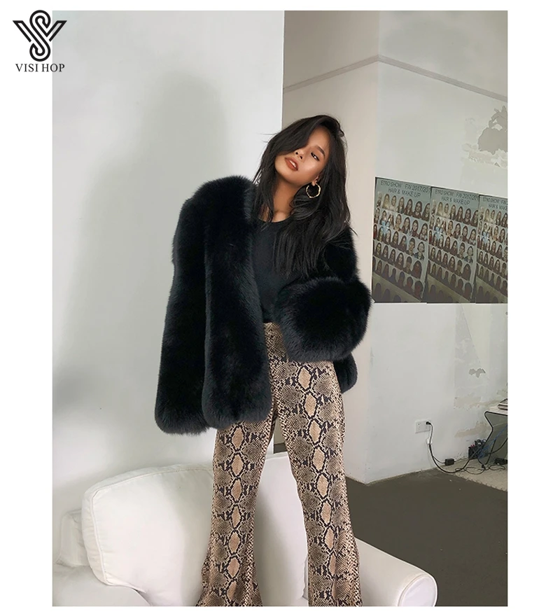 3000 Pieces Hot Sale Finland Real Fox Fur Coat Whole Black Import Fur Jacket Mid Length Warm Clothing Winter VS4010 Down Coats