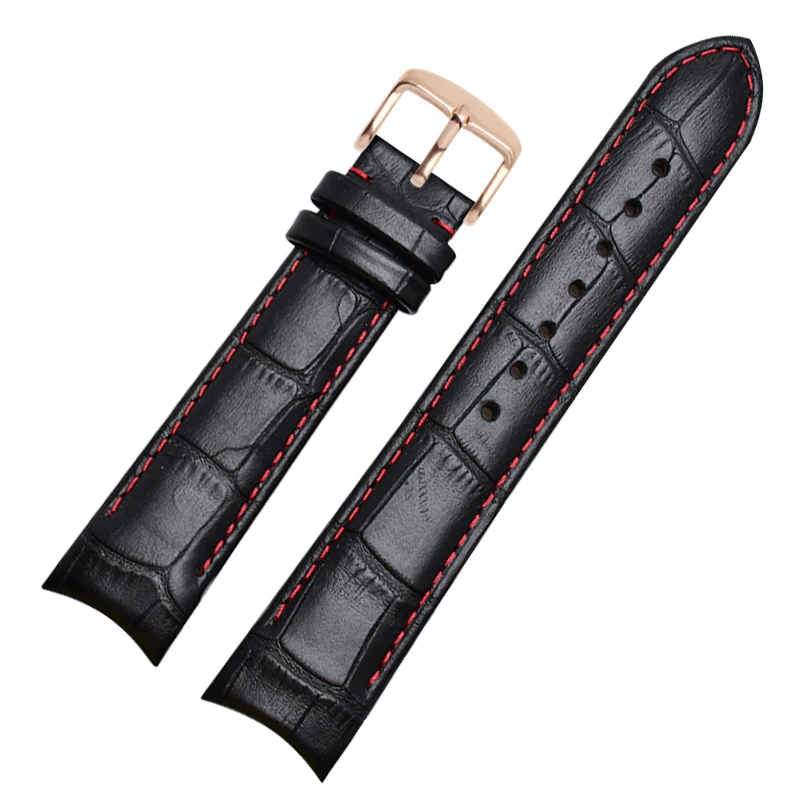 Genuine Leather Bracelet Curved End Watch Strap - Premium Adjustable Band