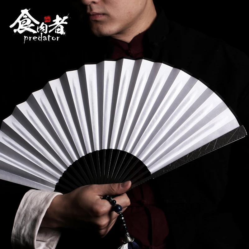 Predator Titanium-Alloy Folding Fan Crack glaze EDC Self-Defense Iron-Fan Tai Chi Kung Fu Steel Bone Fan Defense present