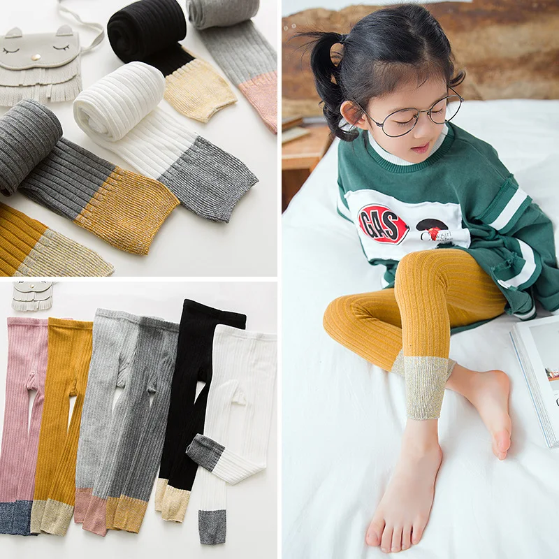 

19 Years Spring And Autumn Korean-style Panty-hose for Kids Cotton Solid Color Baby Girls Cartoon Ankle-length Leggings Socks