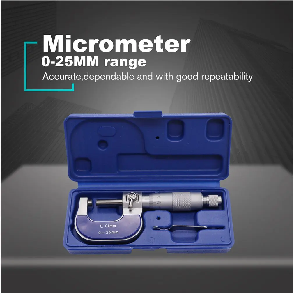 

Handheld Precision Outside Micrometer 0-25mm/0.01mm Gauge Vernier Caliper Meter Carbide Tip Measuring Tools