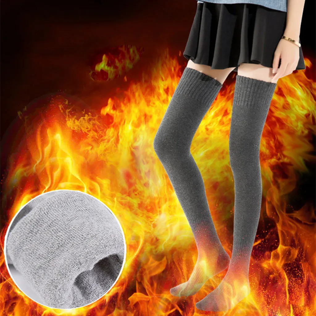 Women Cold Protection Warm Stockings Ladies Thigh High Over The Knee Long Solid Stockings Chaussette Femme Skarpetki Damskie