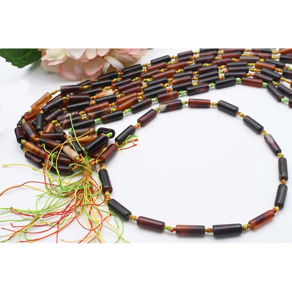 20mm Natural Smooth dark brown cylindrical Agate stone beads For DIY Bracelet Necklace Jewelry Making Strand 15