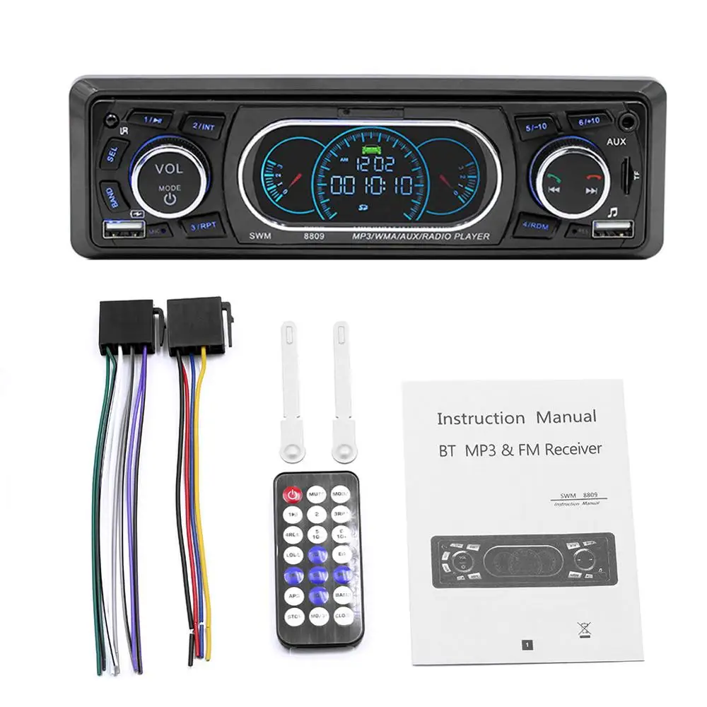 Car Radio Only Автомагнитола с дистанционным управлением, автомагнитола стерео 1 Din, Bluetooth аудио AUX/TF/USB, Автозарядка телефона, автомагнитола - Цвет: Car Radio Only