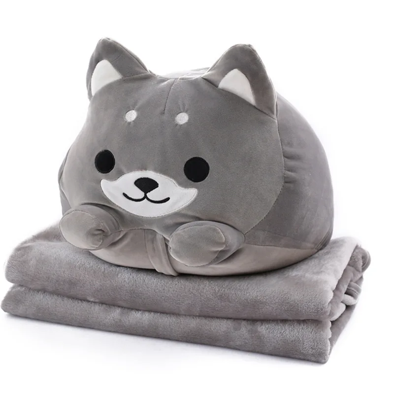 Милая плюшевая игрушка в форме собаки Шиба ину, мягкая подушка 2 в 1, подушка с одеялом, подарок на день рождения, детская игрушка D5Z