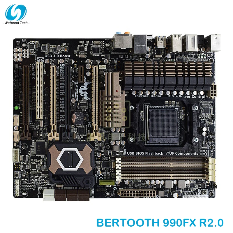 Материнская плата для настольного ПК SABERTOOTH 990FX R2.0 AM3 + 100% протестированная Быстрая