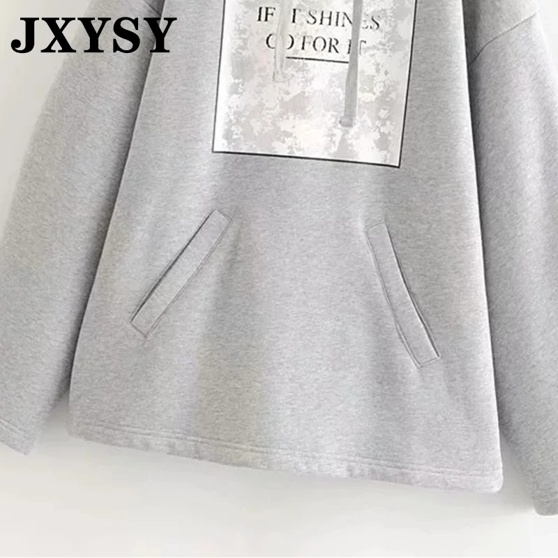 JXYSY толстовки женские свитшоты Harajuku повседневные серые свободные толстовки с длинным рукавом и буквенным принтом женские пуловеры Топы