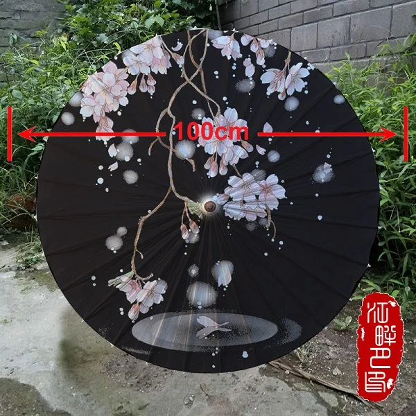 Diameter 100CM JIANGPANYUE тонкий черный нижний Вишневое масло бумажный зонтик взрослый танец бумажный для косплея зонтик арт шоу бумажный зонтик - Цвет: Diameter 100CM
