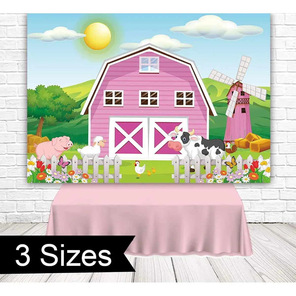 Тематический фон для фотосъемки с изображением солнечной фермы розовый сарай животные скотный дом детский день рождения фон для фотостудии принадлежности