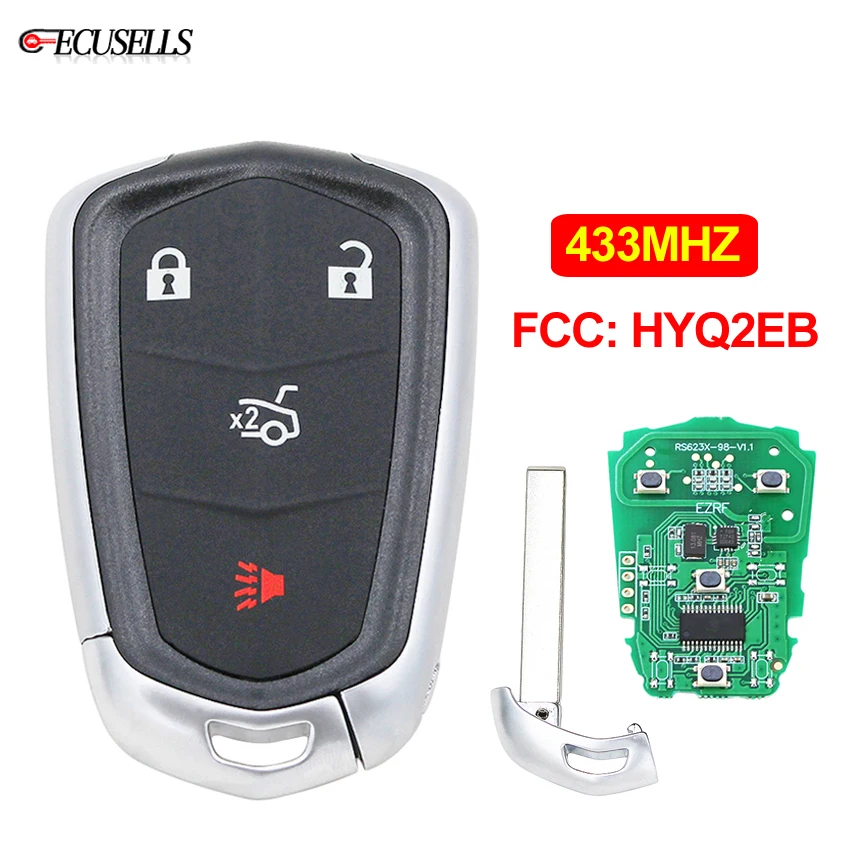 Кнопки Smart дистанционный ключ-брелок от машины 433 МГц FCC: HYQ2EB 3 + 1/4 для Cadillac CTS ATS XTS