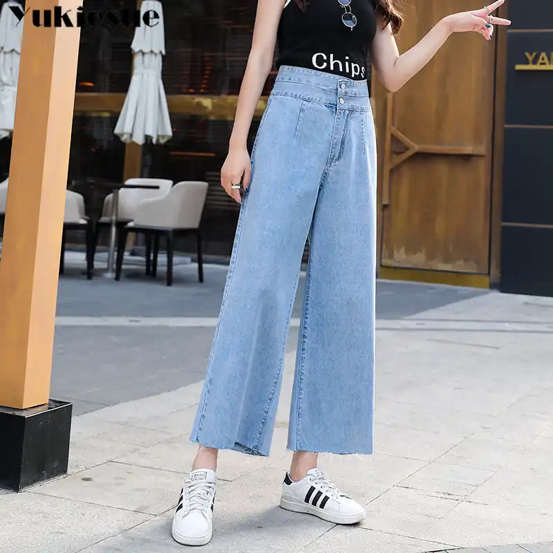 Wanita Modis Jeans Dengan Pinggang Tinggi Wanita Ibu Wanita Lebar Kaki Celana Jeans Wanita Jean Femme Plus Ukuran Hitam Celana Jeans Aliexpress