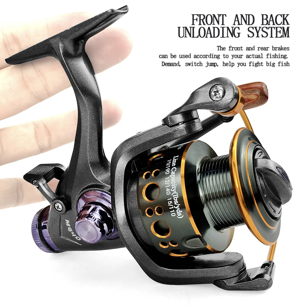 3000- 6000 Metal Spool Spinning Fishing Reel Saltewater Carp Fishing Reel  Front and Rear Brake System Gear ratio 5.0:1 5.2:1