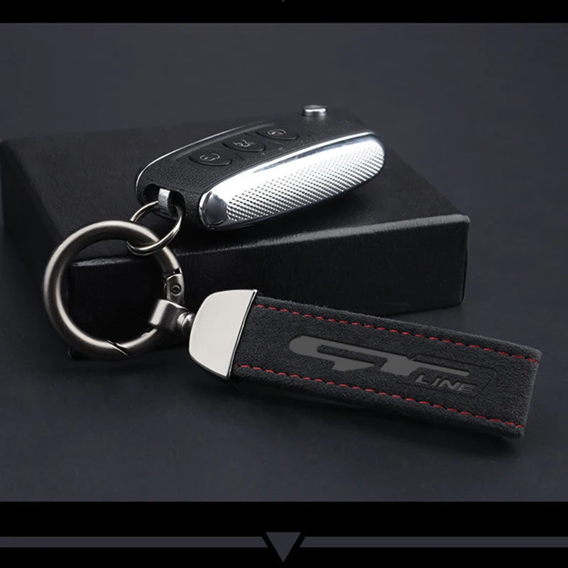 Брелок для ключей автомобиля GT line kia renault peugeot 308 модный металлический кожаный