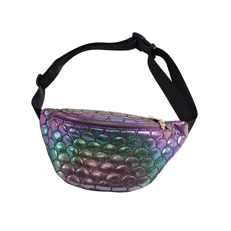 Purple A Женские поясные сумки, красочные подушки, поясная сумка для девушек, с рисунком рыбьей чешуи, Повседневная сумка на пояс для телефона и денег, женская сумка через плечо, нагрудные сумки - Цвет: Purple A