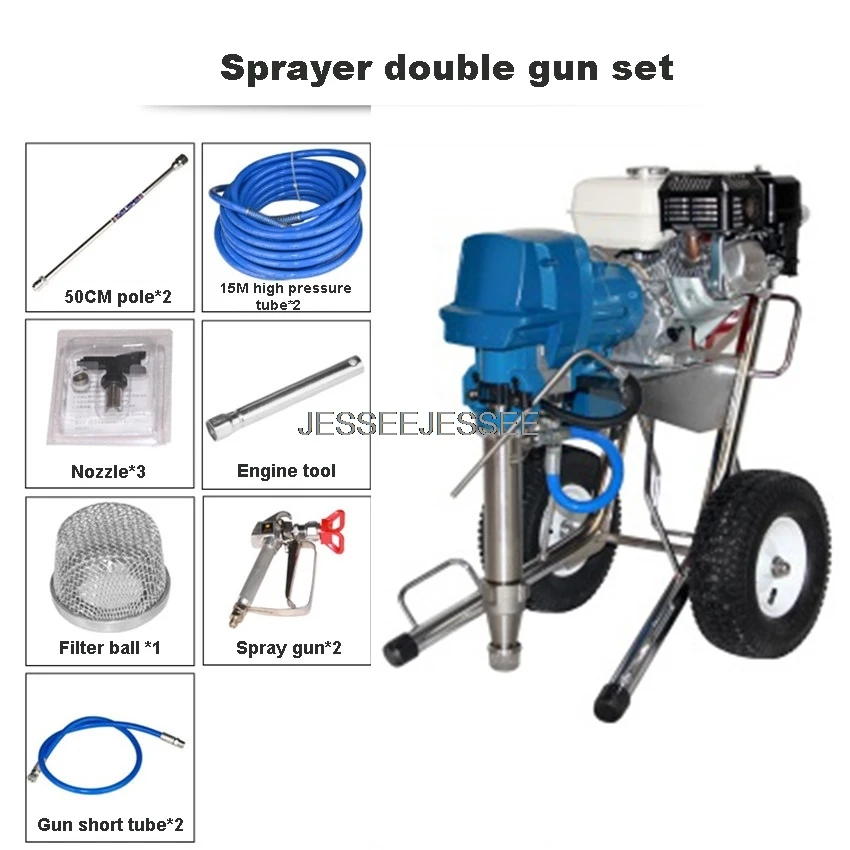 Gasoline double gun Многофункциональная электрическая машина для напыления шпаклевки Автоматическая Бытовая краска покрытие машина для распыления краски 220 В 4500 Вт 16Л/мин - Цвет: Gasoline double gun
