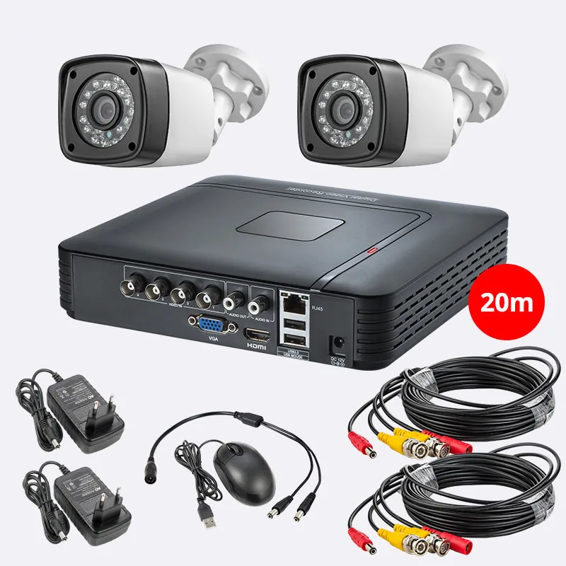 FUERS 4CH 8CH 5в1 AHD DVR система видеонаблюдения 4.0MP 1520 P Водонепроницаемая камера видео система скрытого наблюдения HDMI с 1 ТБ 2 ТБ HDD DIY Набор - Цвет: 4CH DVR 2 Camera