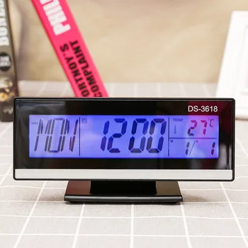 

LED Digital Alarm Clock Voice Control Temperature Blacklight Clock Business Table Clock with Snooze Function Electronic Watch