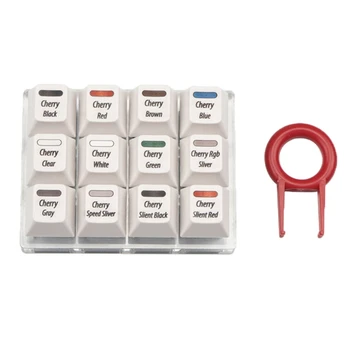 

White Keycaps Testing Tool Cherry 12 MX Switches Keyboard Tester Kit Clear Keycaps Sampler PCB Mechanical Keyboard