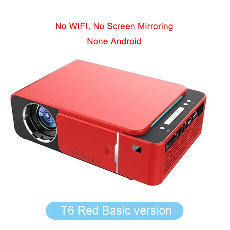 TouYinger T6 светодиодный видеопроектор HD 720P портативный HDMI вариант Android Wifi проектор Поддержка 4K Full HD 1080p домашний кинотеатр - Цвет: T6 Basic Red