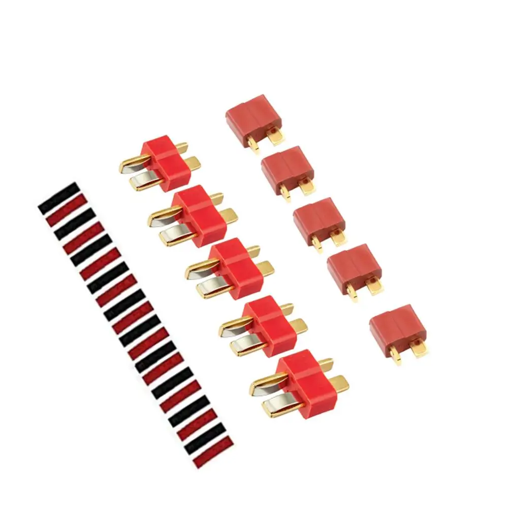 5 pairs(red) 2/5/10 пар в комплекте; красные, черные ультра штекер Т-образного разъемы деканов Стиль мужского и женского пола с термоусадочные трубки для зарядного устройства RC LiPo Батарея - Цвет: 5 pairs(red)