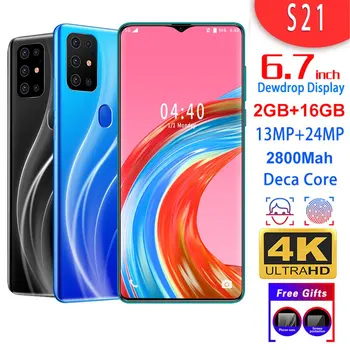 

S21 Plus 6.7 "Water Drop Screen 2 + 16GB True Fingerprint Mobile Phone Real Fingerprint Face Recognition Android 6.0 System