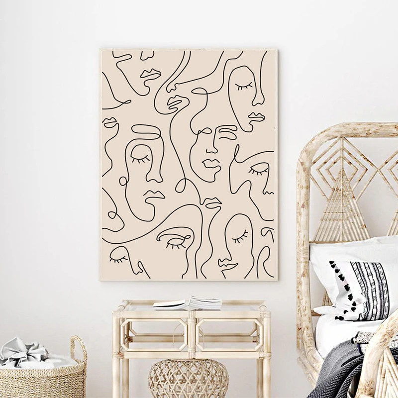 Single Line Face Art Prints Bedroom Decor