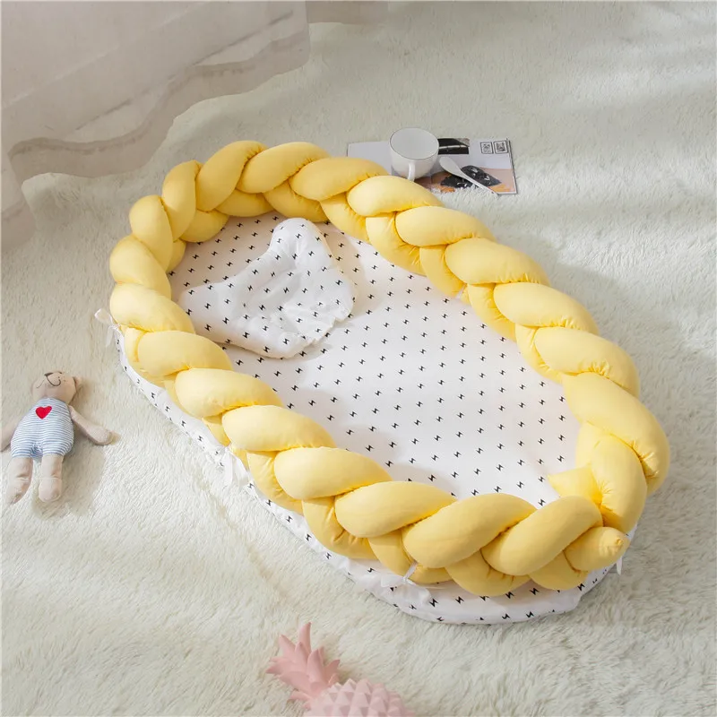 Переносная детская люлька для кровати ДЕТСКИЙ шезлонг для новорожденных детская кроватка дышащая и спальная Подушка с рисунком гнезда