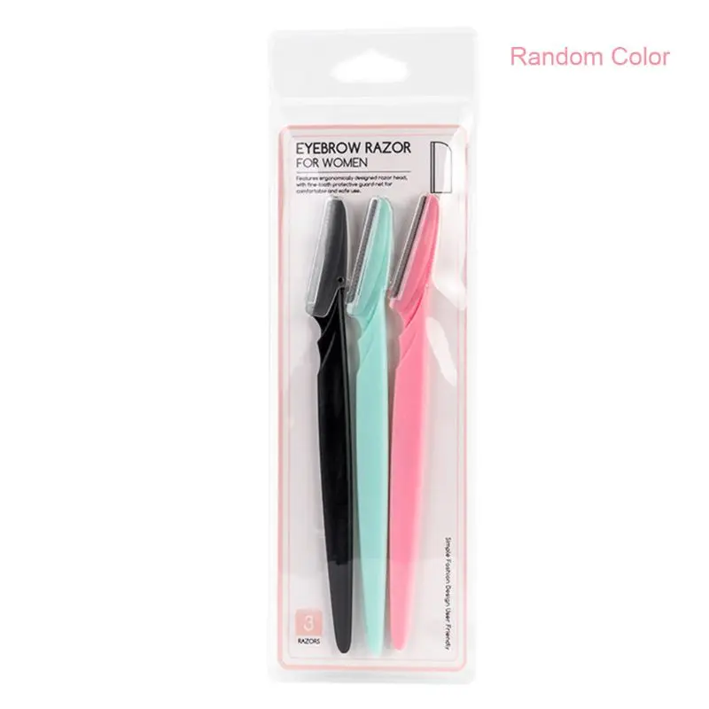 

3 Pcs Mini Protable Eyebrow Razor with Safety Net Durable Stainless Steel Blade Practical for Woman Makeup Tools Parts