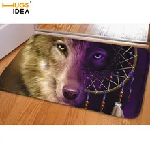 HUGSIDEA крутые 3D коврики с узором волка спальня Декоративный принт животных Противоскользящий мех лошадь входная дверь коврик напольный Декор отеля