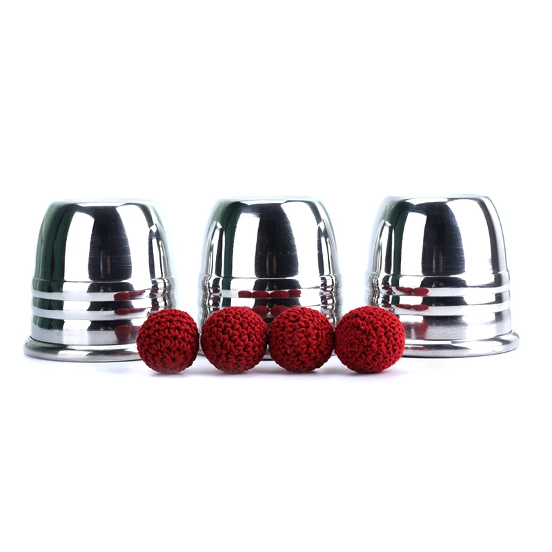 

Super Professional Aluminum Three Cups and Balls With Cup (Large), Gimmick Props,Magic Tricks Magician Close Up Illusion