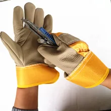 1 пара, мужские и женские рабочие перчатки, водительские перчатки, Воловья кожа, ветрозащитные, защитные, износостойкие, защитные перчатки для сварщиков