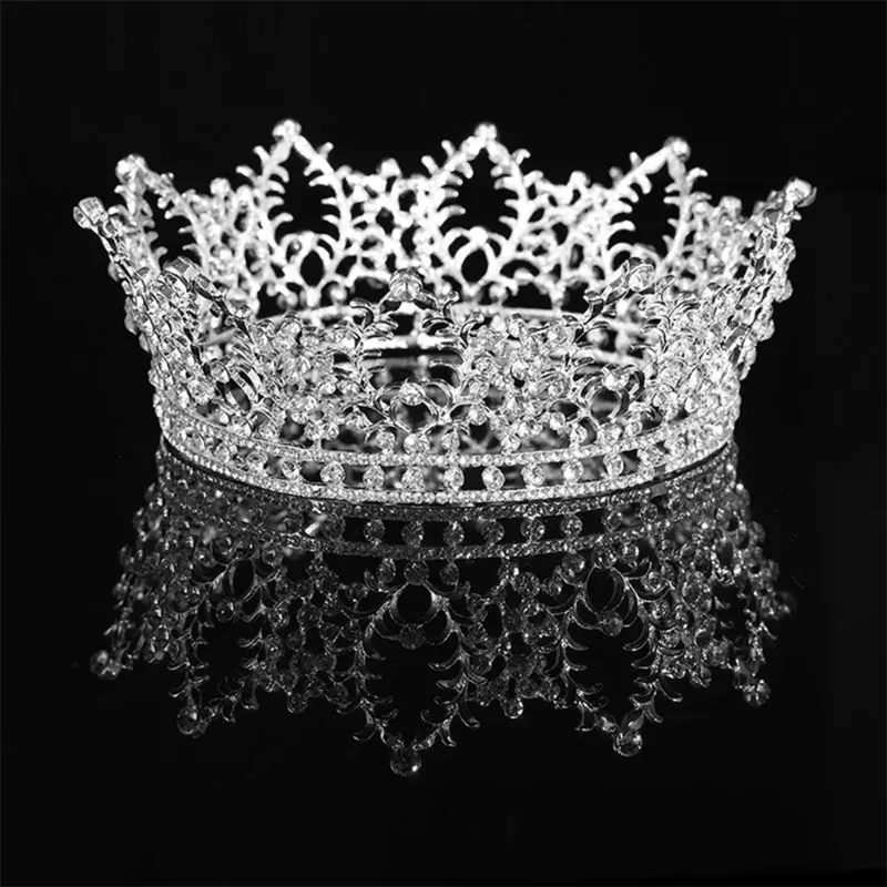 Винтажная с кристаллами хрусталя корона для невесты Bling тиара с боковым гребнем Silve