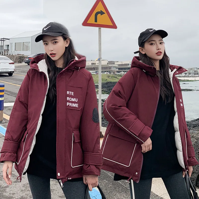 

2019 Autumn And Winter New Style Online Celebrity Casual BF down Jacket Cotton-padded Clothes Women's Korean-style INS Workwear