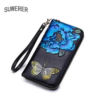 

2020 New Women Leather Bags Fashion Women's famous brand Designer Luxury Flowers women wallets purse clutch bag women