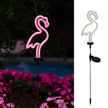 

LED Sloar Neon Holiday Xmas Party Romantic Wedding Light LED Solar Powered Flamingo Unicorn Art Deco Garden Ground Plug Lamp