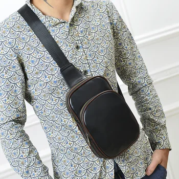 

2020 New Style PU Leather Men Chest Bag Fashion Casual Retro Single-shoulder Crossbody Bag Men's Bag Bag