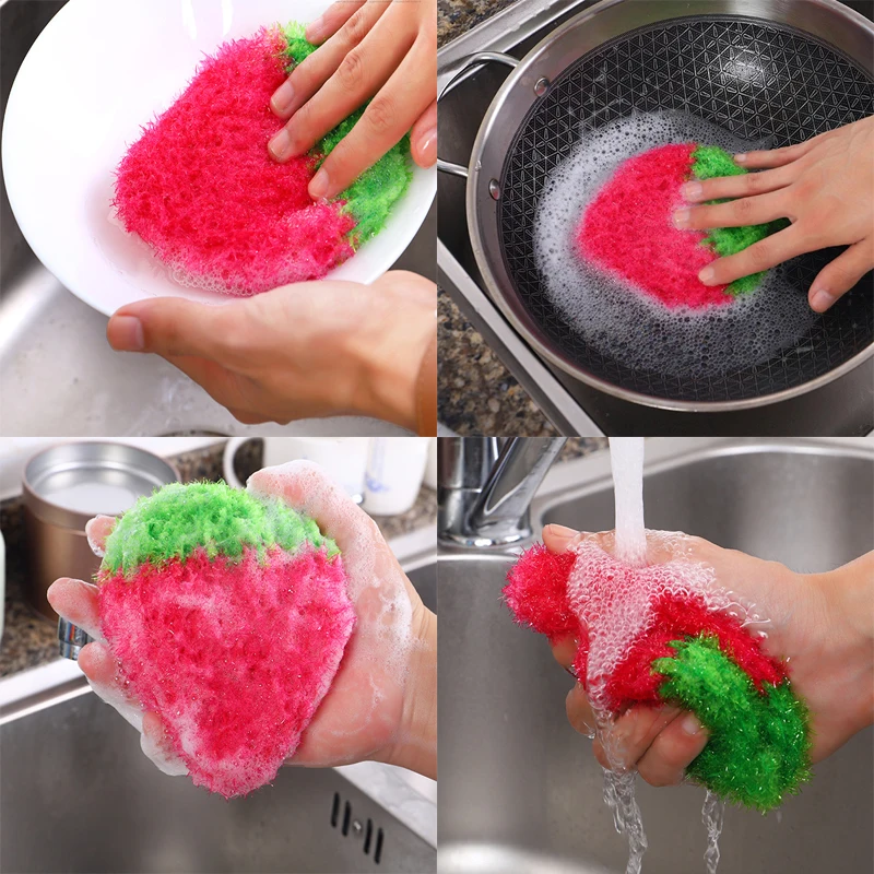 Acrylic Polyester Silk Dish Cloth Cleaning Cloth Cute Strawberry Wipes  Kitchen Towel Cleaning Rag Dishwashing Towels - AliExpress