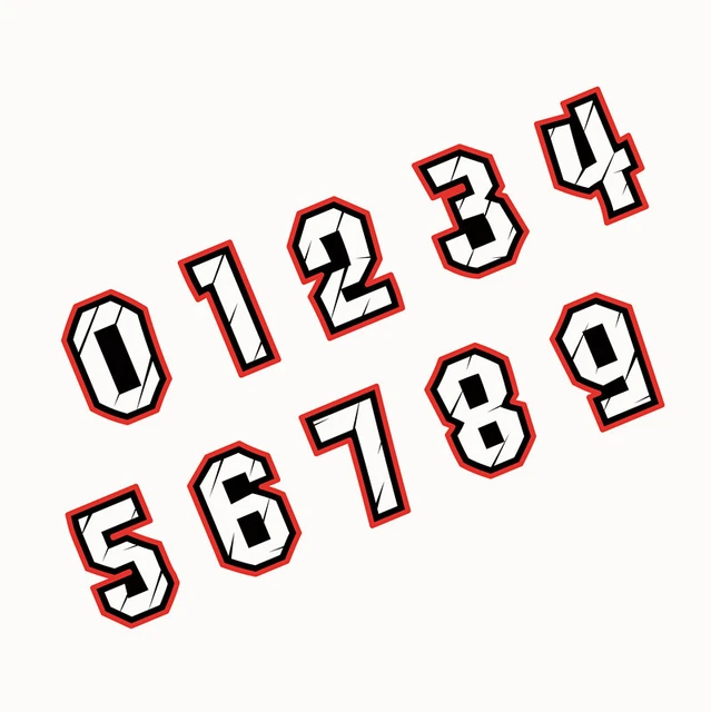 Vinyl DIY Sticker Decal Black (Red Outline) Quare Font Race Number Racing Number  Sticker for Car