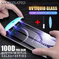 9H Uv Gebogen Volledige Lijm Gehard Glas Voor Samsung Galaxy S8 S9 S10 Plus S20 S21 S22 Ultra Note 8 9 10 20 Screen Protector Film
