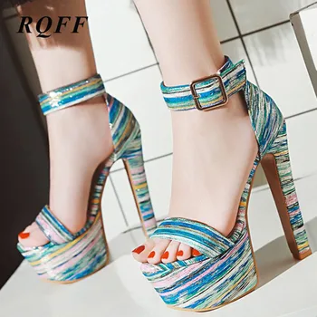 

Women High Heels Platform Fashion Shoes 2019 Womens New Open Toe Sexy Super High Thin Heel Wedding Dress Sandals Big Size 33 46