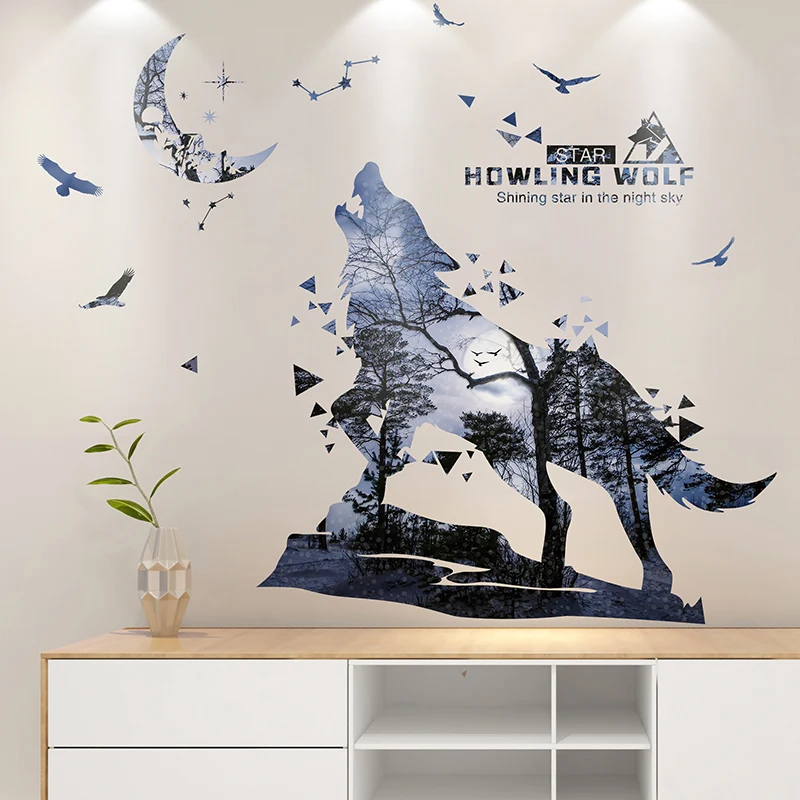 Wolf наклейки на стену лесную тему DIY настенные с животными для дома детской