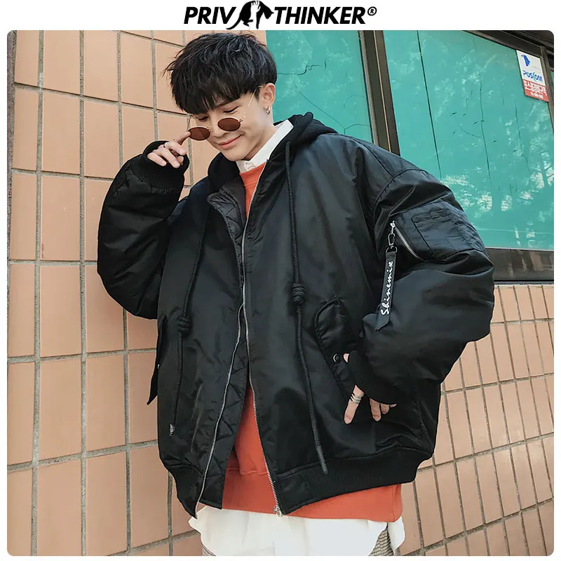 Privathinker, Осень-зима, куртка-бомбер, мужская, утолщенная, теплая, модная, с капюшоном, пальто, мужская куртка и пальто,, модная мужская одежда