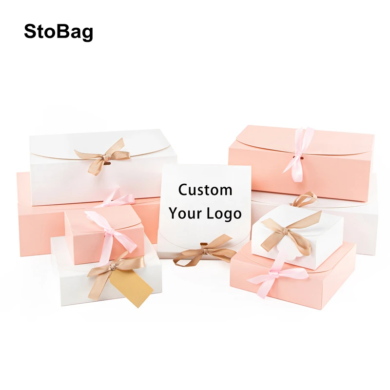 StoBag 2 шт. белая/Розовая Подарочная коробка для свадьбы дня рождения сувениров