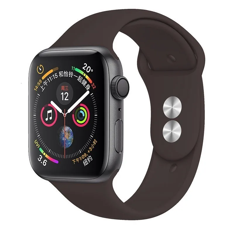 Силиконовый ремешок для Apple Watch band 44 мм 42 мм iwatch series 5 4 3 2 1 браслет 40 мм 38 мм pulseira умные часы аксессуары петля - Цвет ремешка: 07 Cocoa