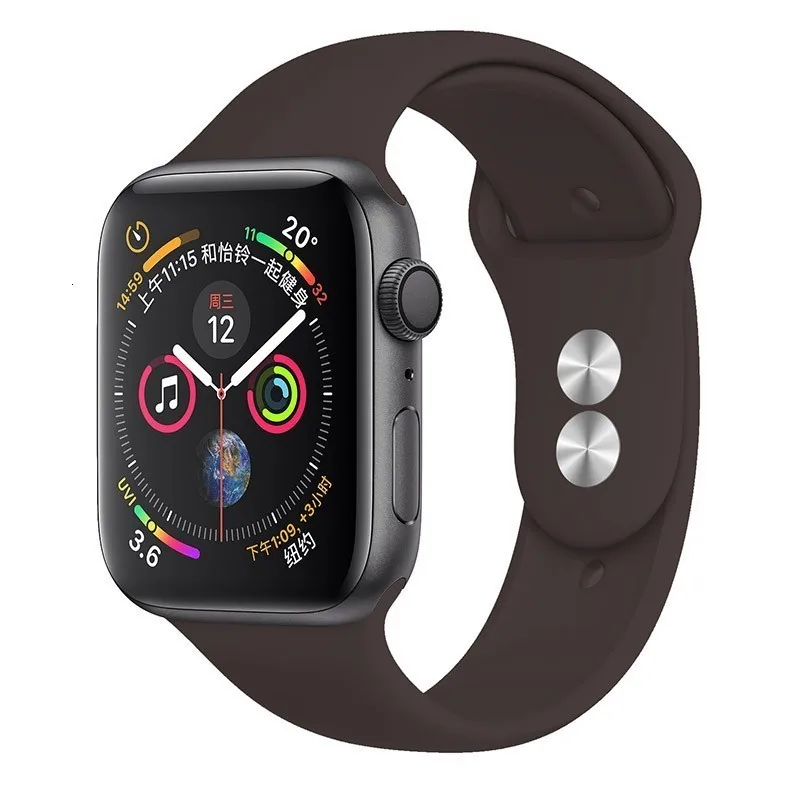 07 Cocoa Силиконовый ремешок для Apple Watch band 44 мм 42 мм iwatch series 5 4 3 2 1 браслет 40 мм 38 мм pulseira умные часы аксессуары петля - Цвет ремешка: 07 Cocoa
