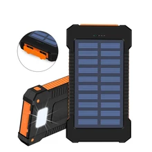 Солнечный портативный водонепроницаемый портативный внешний аккумулятор 10000 мАч для всех смартфонов батарея Внешний аккумулятор быстрая зарядка внешний аккумулятор светодиодный