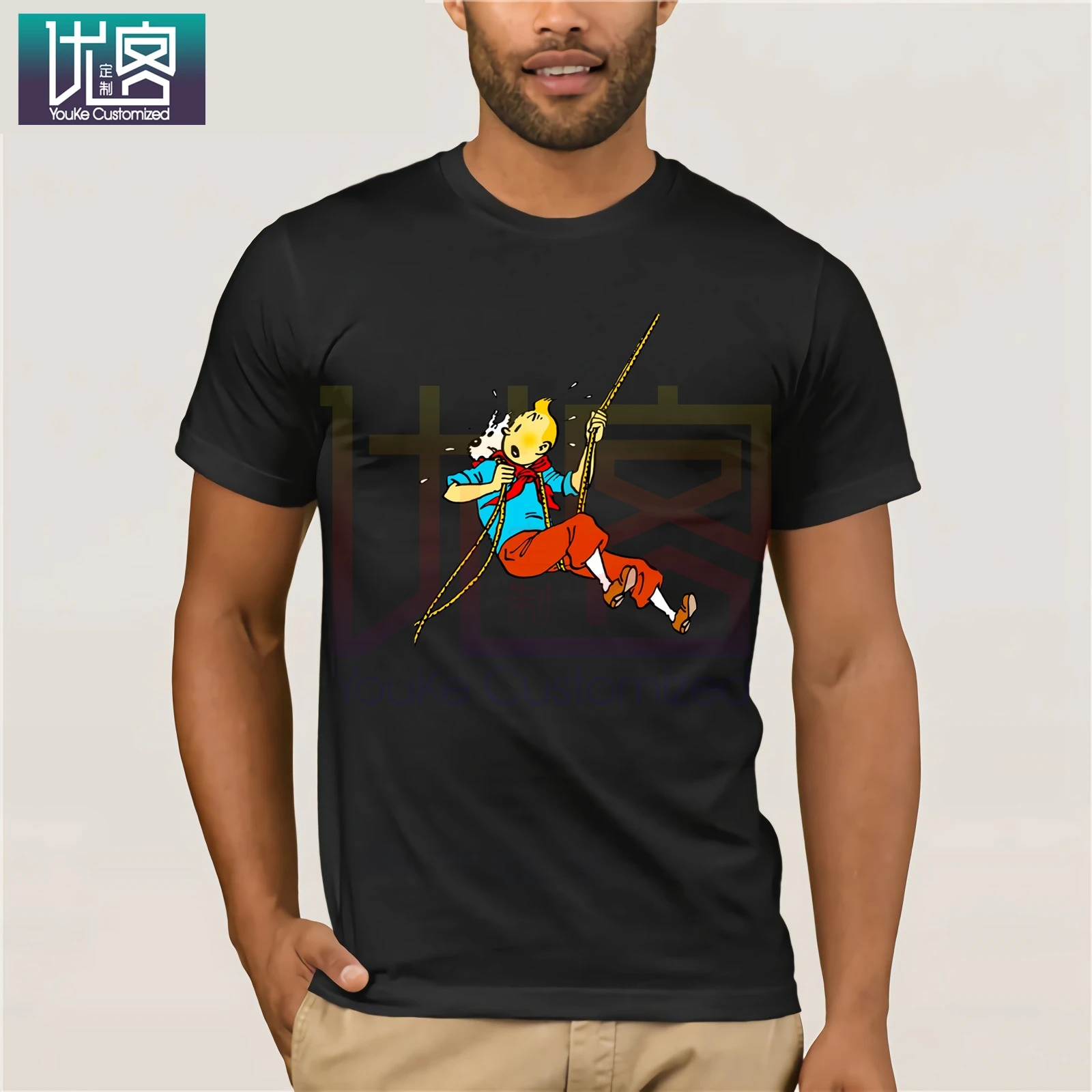 

Tintin surprised The Adventures of Tintin T-Shirt Funny Tees Cotton Tops T-Shirt Humor Tee Shirt 100% Cotton Tops Graphic