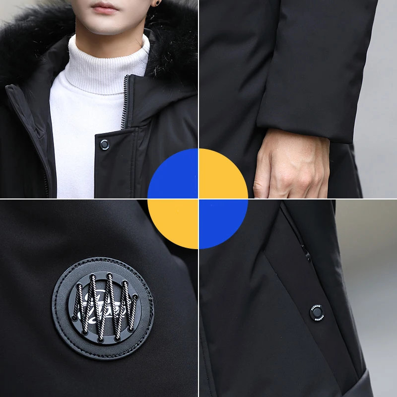 Discount TFETTERS Brand 2019 New Clothing Down Men Feather Long Coats Winter Men Solid Fashion Overcoat Outerwear Warm Parkas